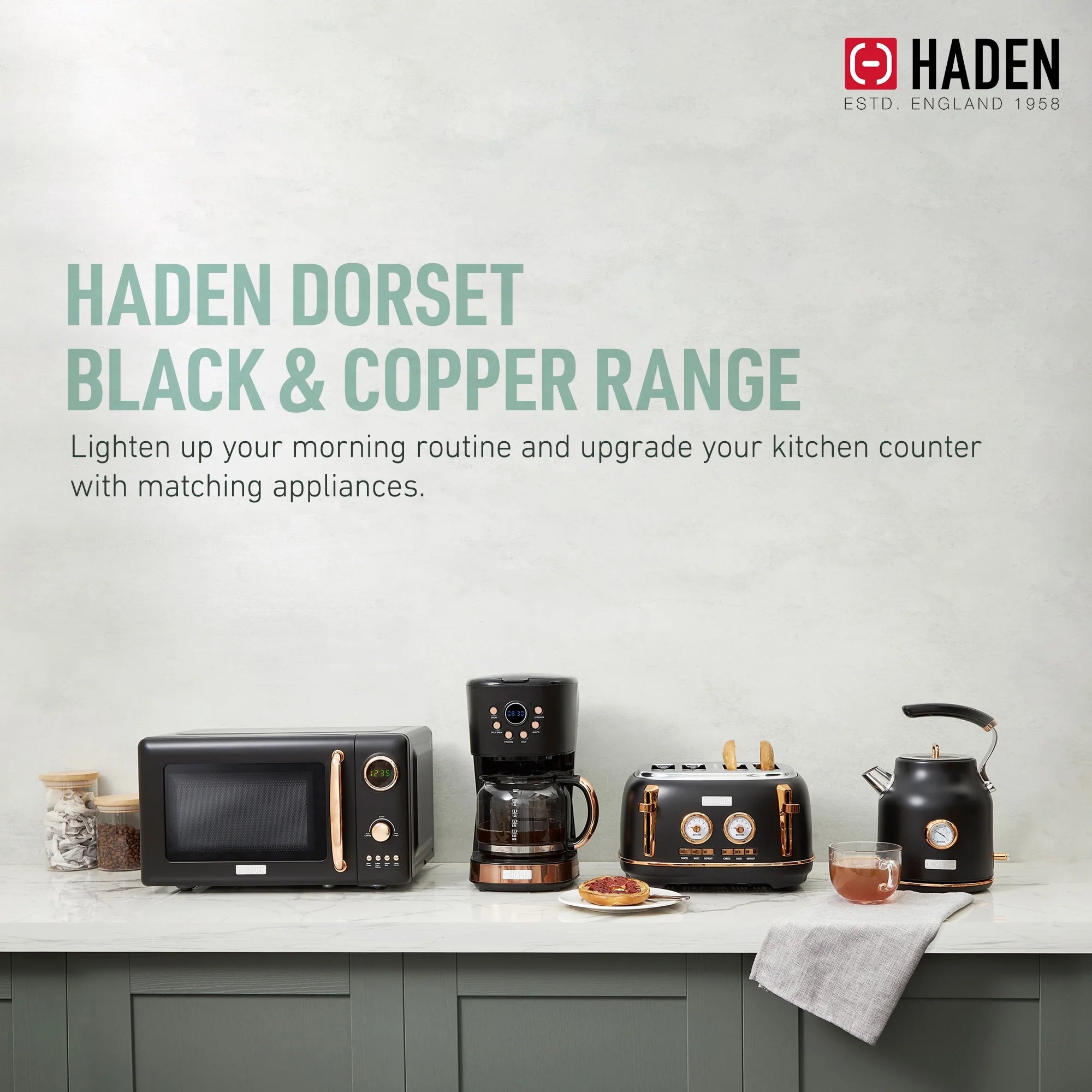 Haden Dorset 1.7 Liter Electric Water Kettle with Base, Putty & Chrome