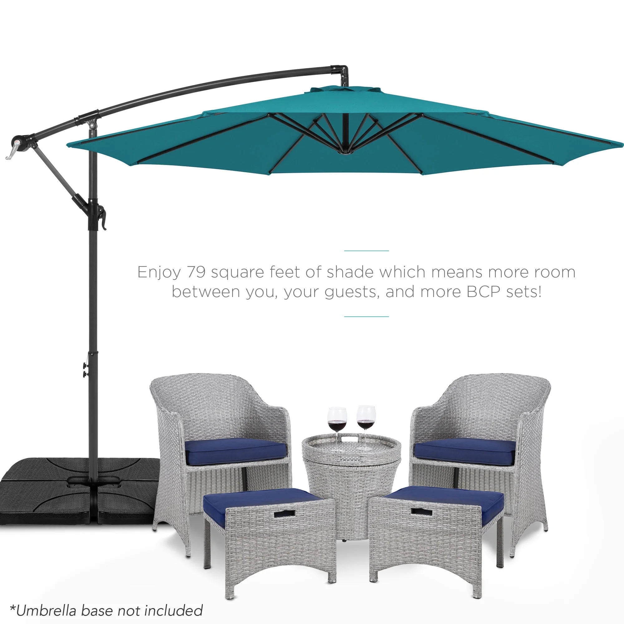 Best Choice Products 10ft Offset Hanging Outdoor Market Patio Umbrella w/ Easy Tilt Adjustment - Tan