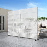 MAYEERTY 72*47" Outdoor Black Metal Privacy Panel Screen for Patio, Classic Louvered