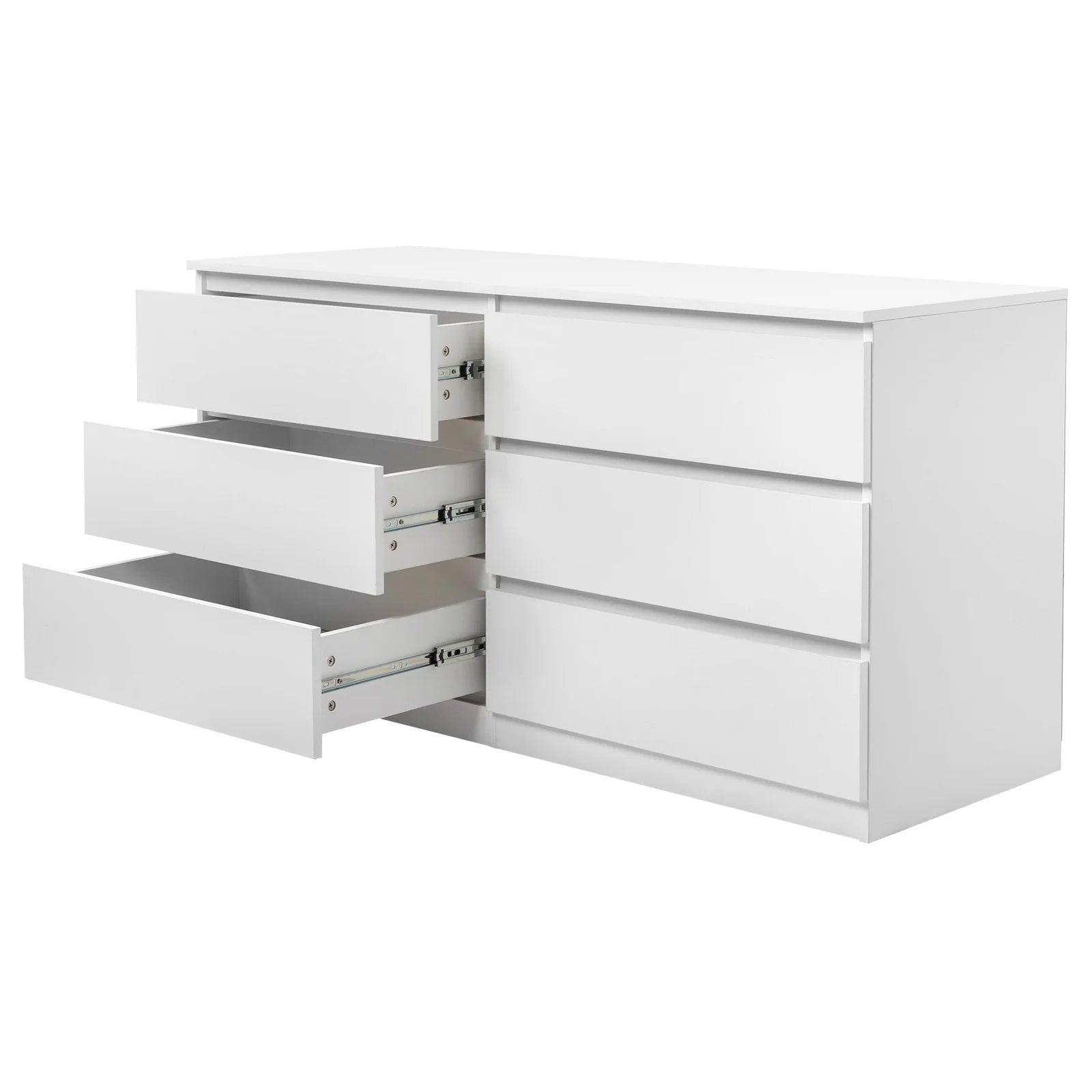Ktaxon 6 Drawer Double Dresser Wood Dresser Storage Cabinet Drawer Organizer Chest Of Drawers, White