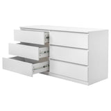 Ktaxon 6 Drawer Double Dresser Wood Dresser Storage Cabinet Drawer Organizer Chest Of Drawers, White