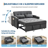 3 in 1 Convertible Sleeper Sofa Bed, Corduroy Futon Couches with Pull-Out Bed, Adjustable Backrest, Charging Port & Side Pockets, Modern Upholstered Sofa for Living Room, Guest Room