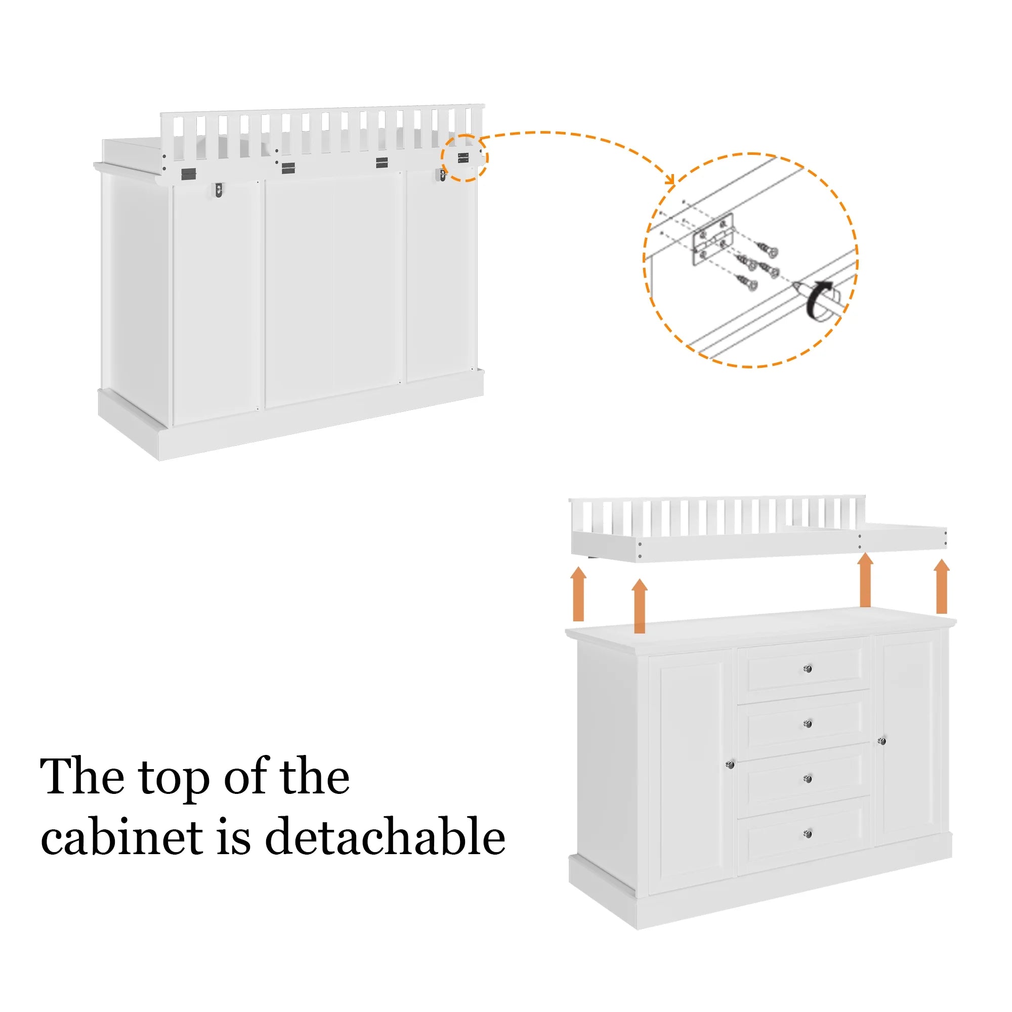 OXYLIFE 45" Baby Nursery Changing Table Dresser with 4 Drawers and Shelf for Nursery Room, White
