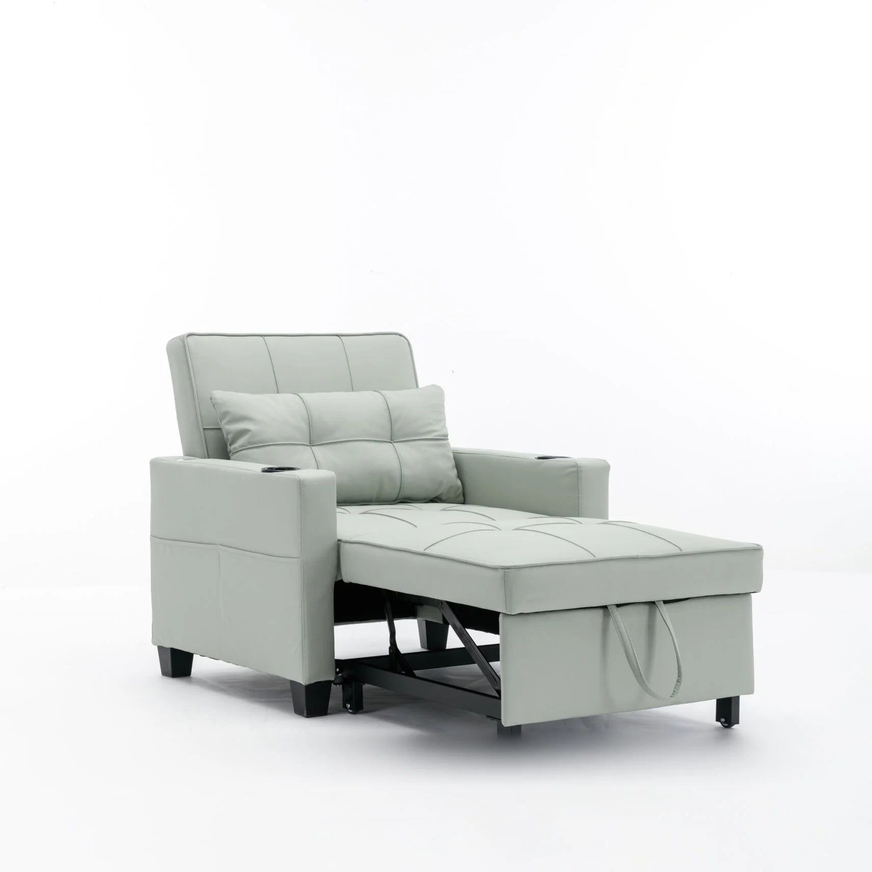 Convertible Futon Sofa Bed, 3-in-1 Multi-Functional Sleeper Chair Bed with USB Ports, Adjustable Backrest Recliner,for Living Room Bedroom Small Space, Tech Cloth, Dark Grey