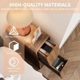 Narrow Nightstand Set of 2 with Drawers, Fluted Slim Side End Table with Storage for Small Spaces