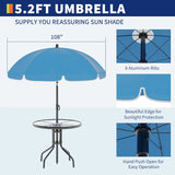 6 Pieces Outdoor Dining Set With Umbrella, Patio Table and 4 Folding Chairs With Umbrella, Garden Patio Furniture Set With Umbrellas, Tempered Glass Top Dining Table