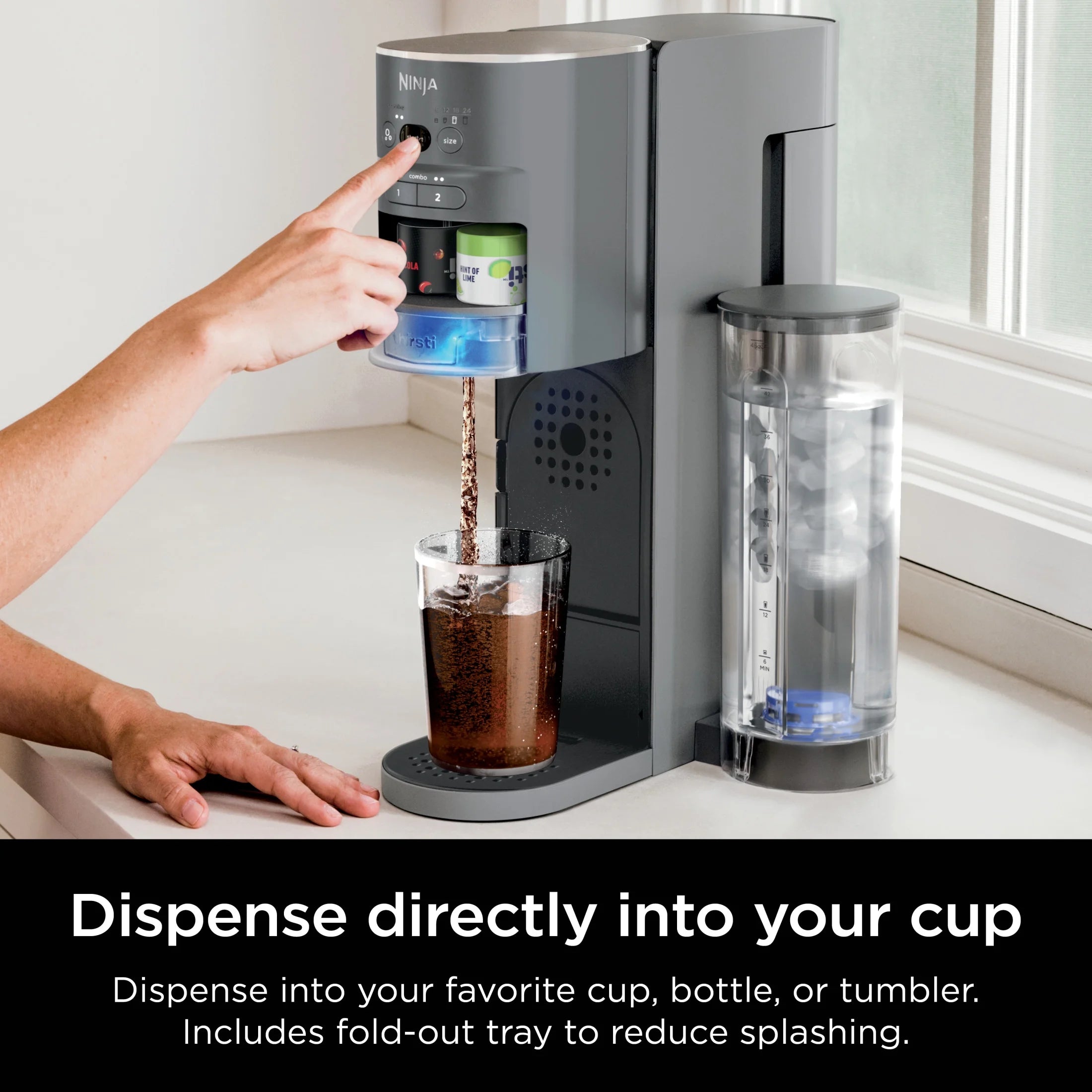 Ninja Thirsti Drink Maker, Still, Sparkling Custom Drink Kit, with CO2 Canister, Flavors, and 48 oz Reservoir
