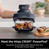 Ninja Crispi 4-in-1 Portable Glass Air Fryer Cooking System, 4-Qt & 6-Cup Containers, Cyberspace
