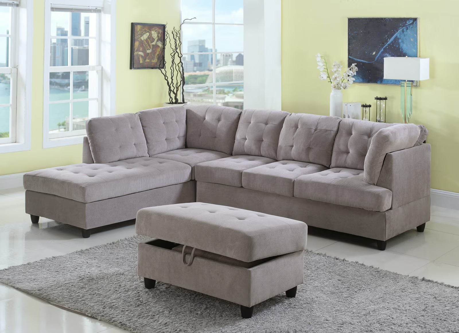 Harlee 112" Wide Corner Sectional with Ottoman