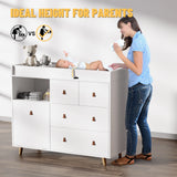 OXYLIFE 45" Baby Nursery Changing Table Dresser with 4 Drawers and Shelf for Nursery Room, White