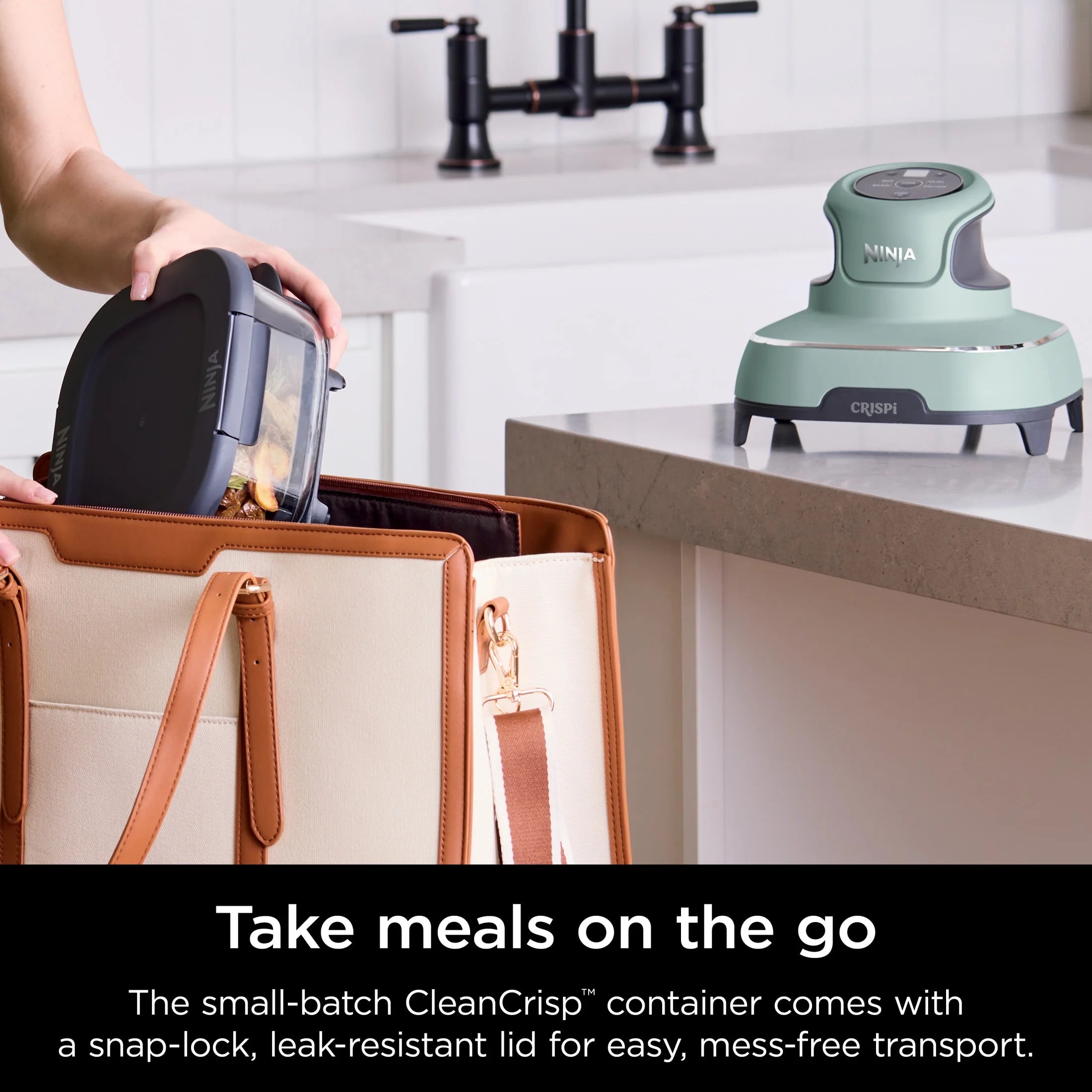 Ninja Crispi 4-in-1 Portable Glass Air Fryer Cooking System, 4-Qt & 6-Cup Containers, Cyberspace