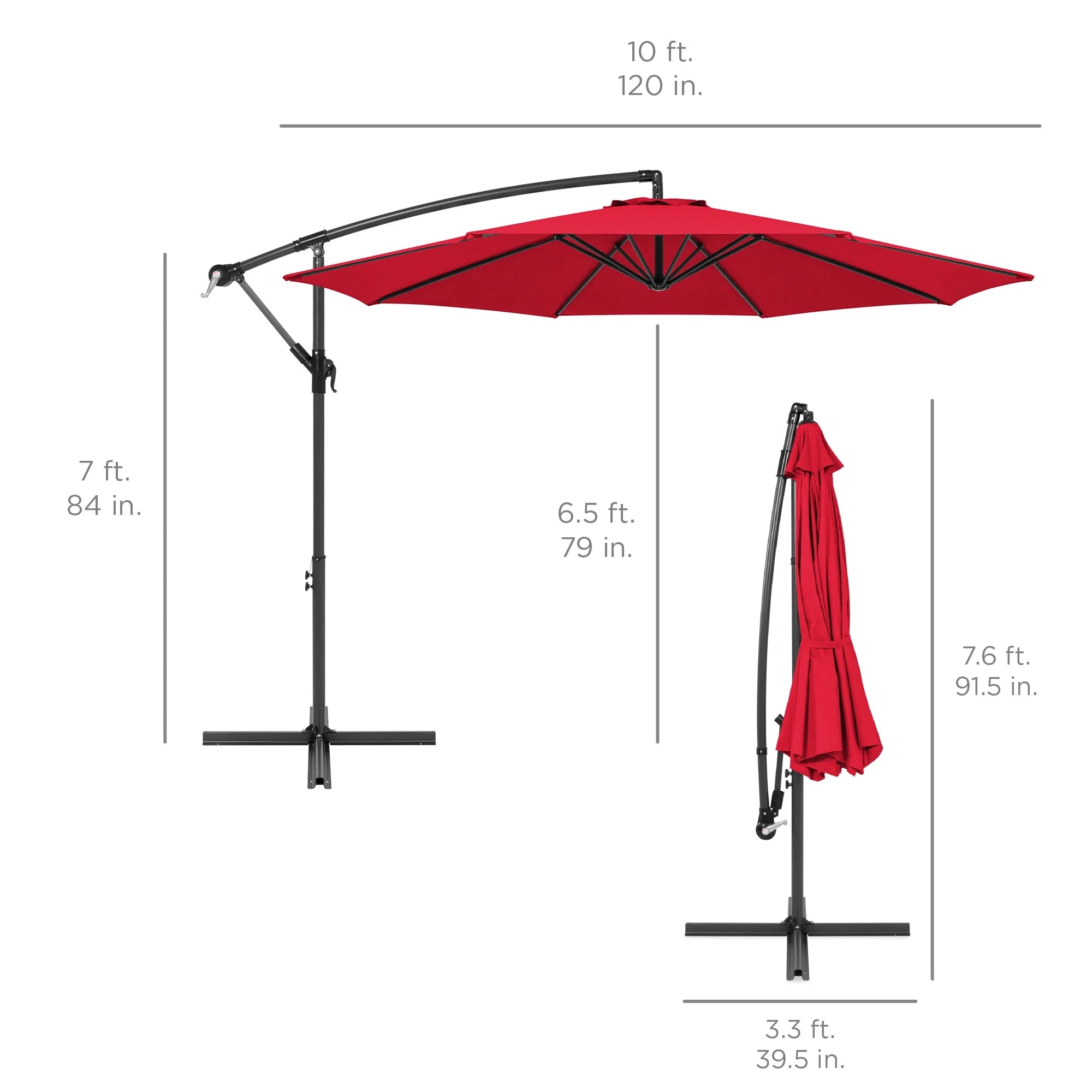 Best Choice Products 10ft Offset Hanging Outdoor Market Patio Umbrella w/ Easy Tilt Adjustment - Tan