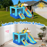 Mukidy 114''x 114'' x 92.5'' Inflatable Bounce Houses for Kids 3-10 with Blower Double Slide and Ball Pit/Indoor Bouncy House, PVC, Child, Teen, Toddler��Blue