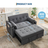 3 in 1 Convertible Sleeper Sofa Bed, Corduroy Futon Couches with Pull-Out Bed, Adjustable Backrest, Charging Port & Side Pockets, Modern Upholstered Sofa for Living Room, Guest Room