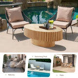 FFH 43.7 inch Oval Coffee Table for Living Room,Handcraft Rustic Corner Coffee Table Nature Wood Relief Sturdy Pedestal for Apartmen,Side Table Centre Table,Nature Wood