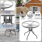 6 Pieces Outdoor Dining Set With Umbrella, Patio Table and 4 Folding Chairs With Umbrella, Garden Patio Furniture Set With Umbrellas, Tempered Glass Top Dining Table