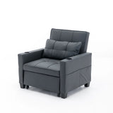 Convertible Futon Sofa Bed, 3-in-1 Multi-Functional Sleeper Chair Bed with USB Ports, Adjustable Backrest Recliner,for Living Room Bedroom Small Space, Tech Cloth, Dark Grey