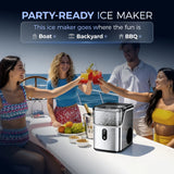 Simzlife Nugget Ice Maker Countertops, 35.9lbs Per Day Portable Pebble ice machine, Crushed Sonic ice maker with Soft Chewable Ice for Home, Party, RV, Camping, Stainless Steel Silver