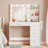 Lacoo Vanity Desk with Mirror and LED Lights, Makeup Vanity with 7 Drawers & 4 Shelves, Vanity Table with Power Outlet for Bedroom Dressing Room, White
