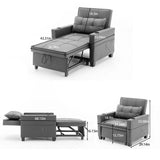 Convertible Futon Sofa Bed, 3-in-1 Multi-Functional Sleeper Chair Bed with USB Ports, Adjustable Backrest Recliner,for Living Room Bedroom Small Space, Tech Cloth, Dark Grey