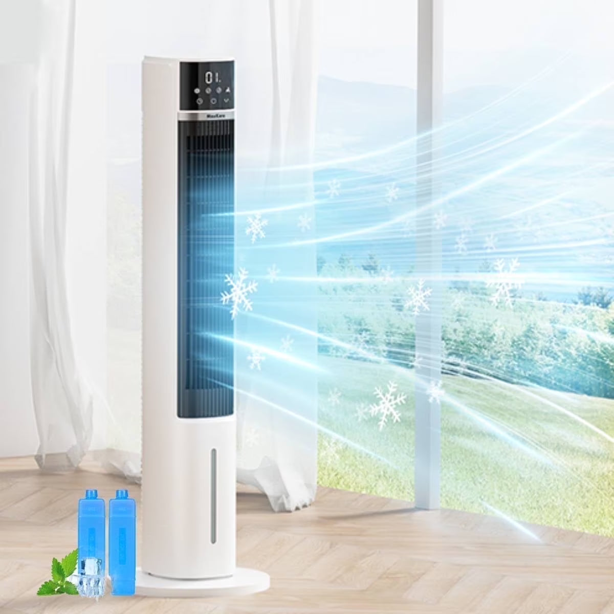 3-in-1 Tower Fan, Air Cooler with FCC & ETL, Humidifier for Office & Bedroom, 40'' High, White