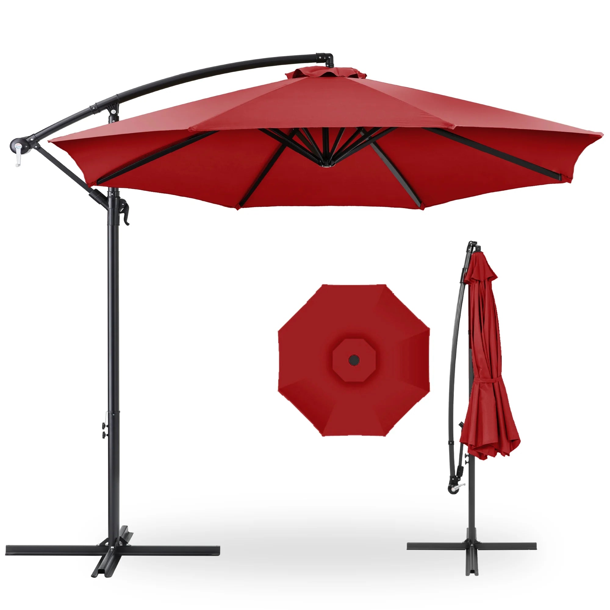 Best Choice Products 10ft Offset Hanging Outdoor Market Patio Umbrella w/ Easy Tilt Adjustment - Tan