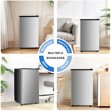Beddle Mini Fridge with Freezer 3.2 Cu.ft Small Refrigerator for Dorm Bedroom, Compact Refrigerators Single Door Adjustable Thermostat Low Noise,Silver