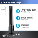 Lasko 38" 4-Speed Hybrid Oscillating Remote Controlled Tower Fan. Black, T38415
