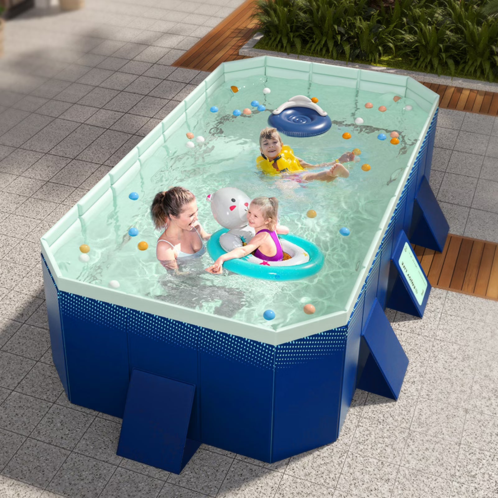 Foldable Swimming Pool, Installation-free Portable Kids Swimming Pool, Collapsible Inflatable-Free Large Pool, for Adult Puppy Garden Patio