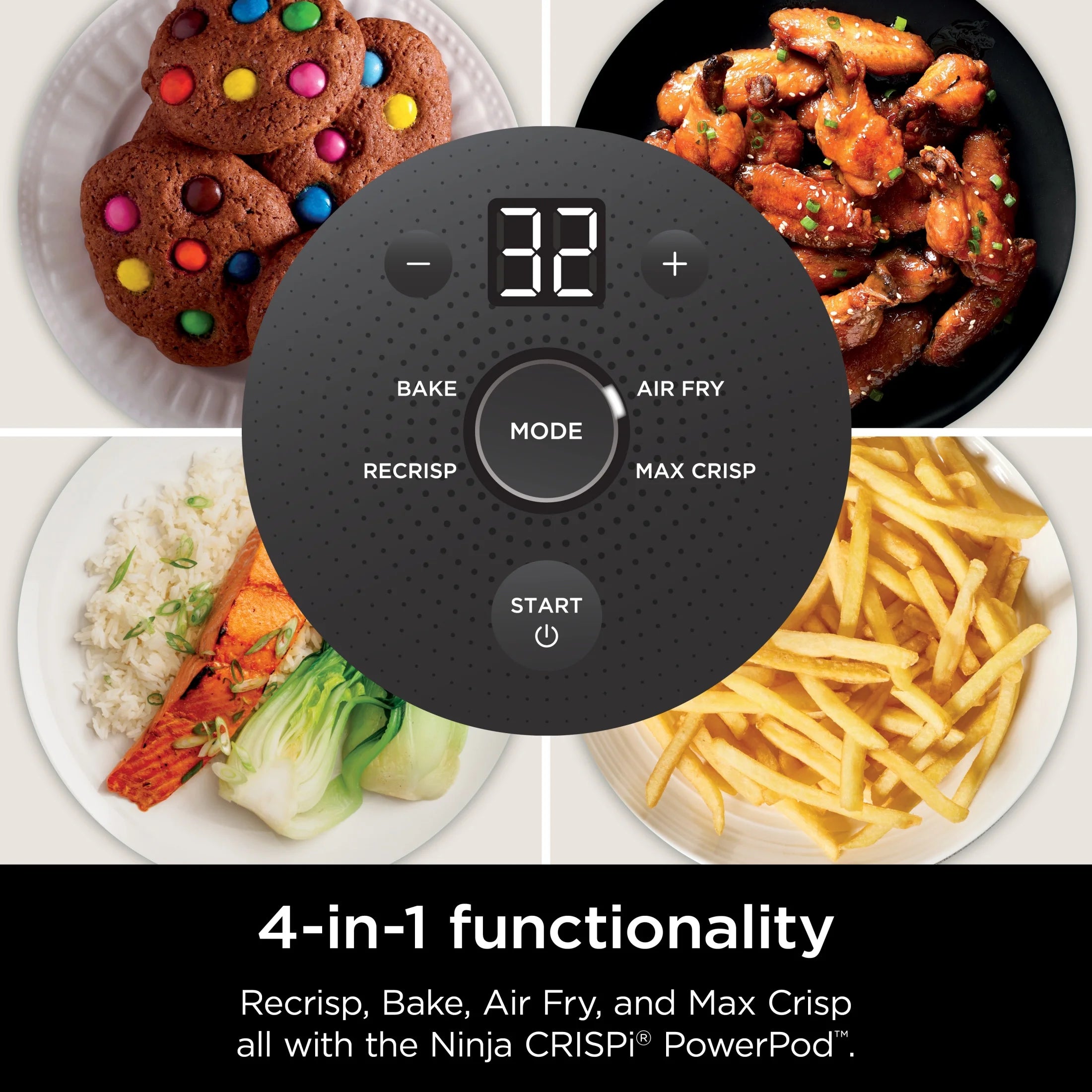 Ninja Crispi 4-in-1 Portable Glass Air Fryer Cooking System, 4-Qt & 6-Cup Containers, Cyberspace
