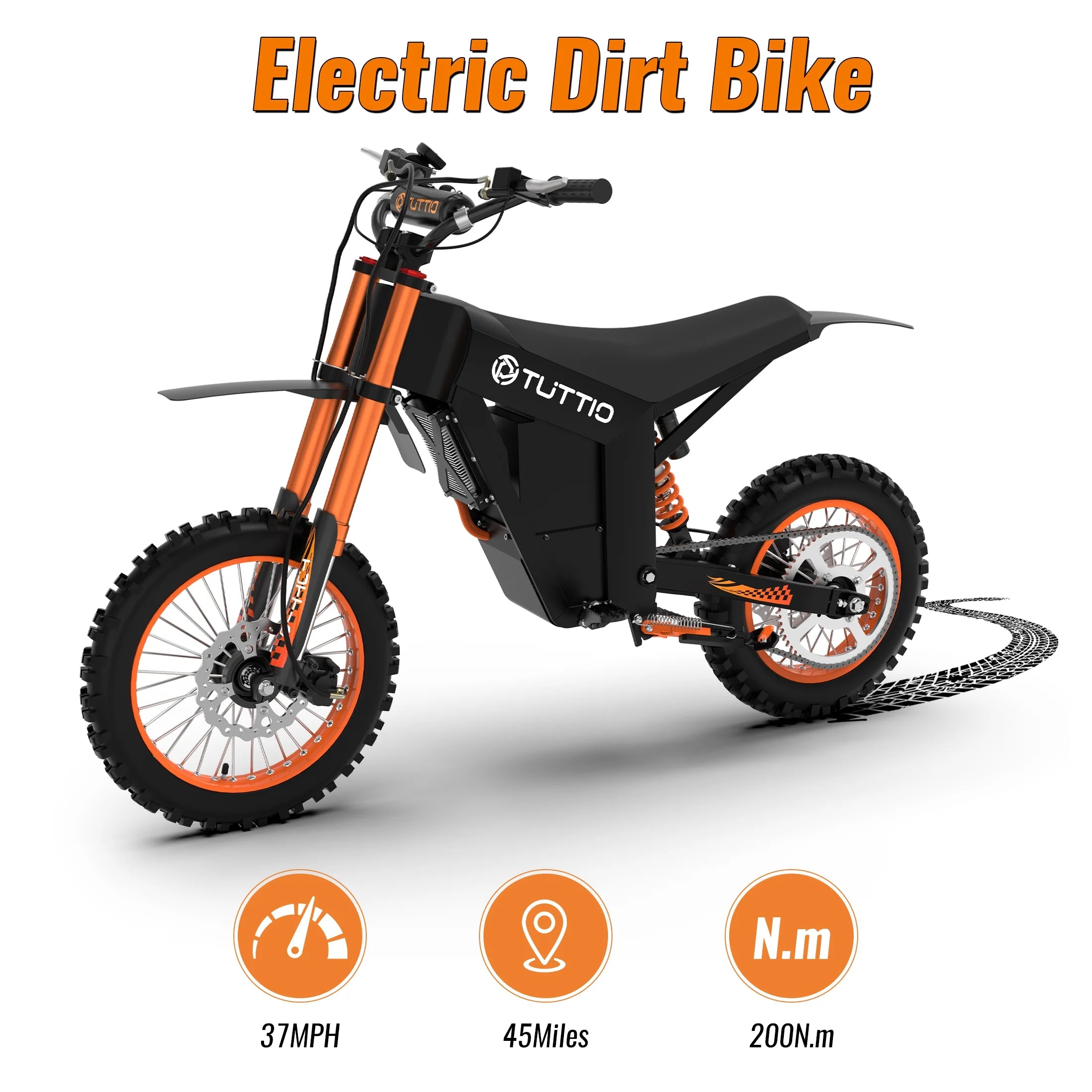 TUTTIO Soleil01 Adult Electric Dirt Bike (with Branded Helmet), 2000W, 48V 21Ah Battery, 37Mph Full Suspension Mountain E-Bike, 200Nm Torque All-Terrain Electric Motorcycle