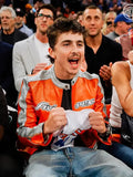 Timothee Chalamet Knicks 2026 Playoffs Avirex Leather Jacket