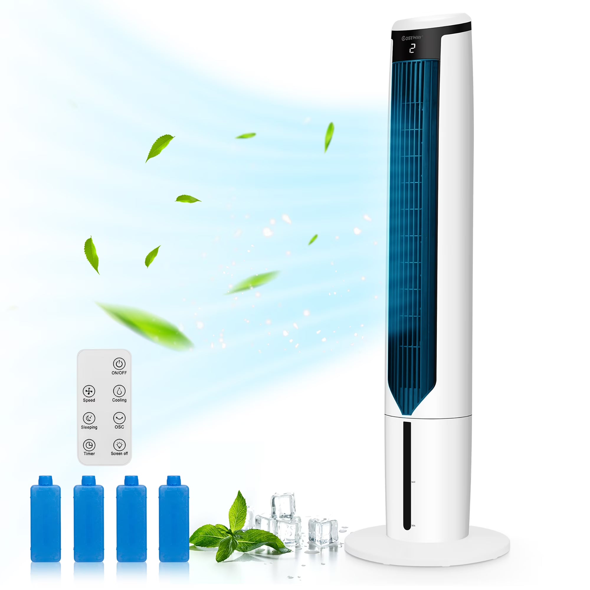 3-In-1 Evaporative Air Cooler 41'' Portable Tower Fan Humidifier