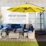 Best Choice Products 10ft Offset Hanging Outdoor Market Patio Umbrella w/ Easy Tilt Adjustment - Tan