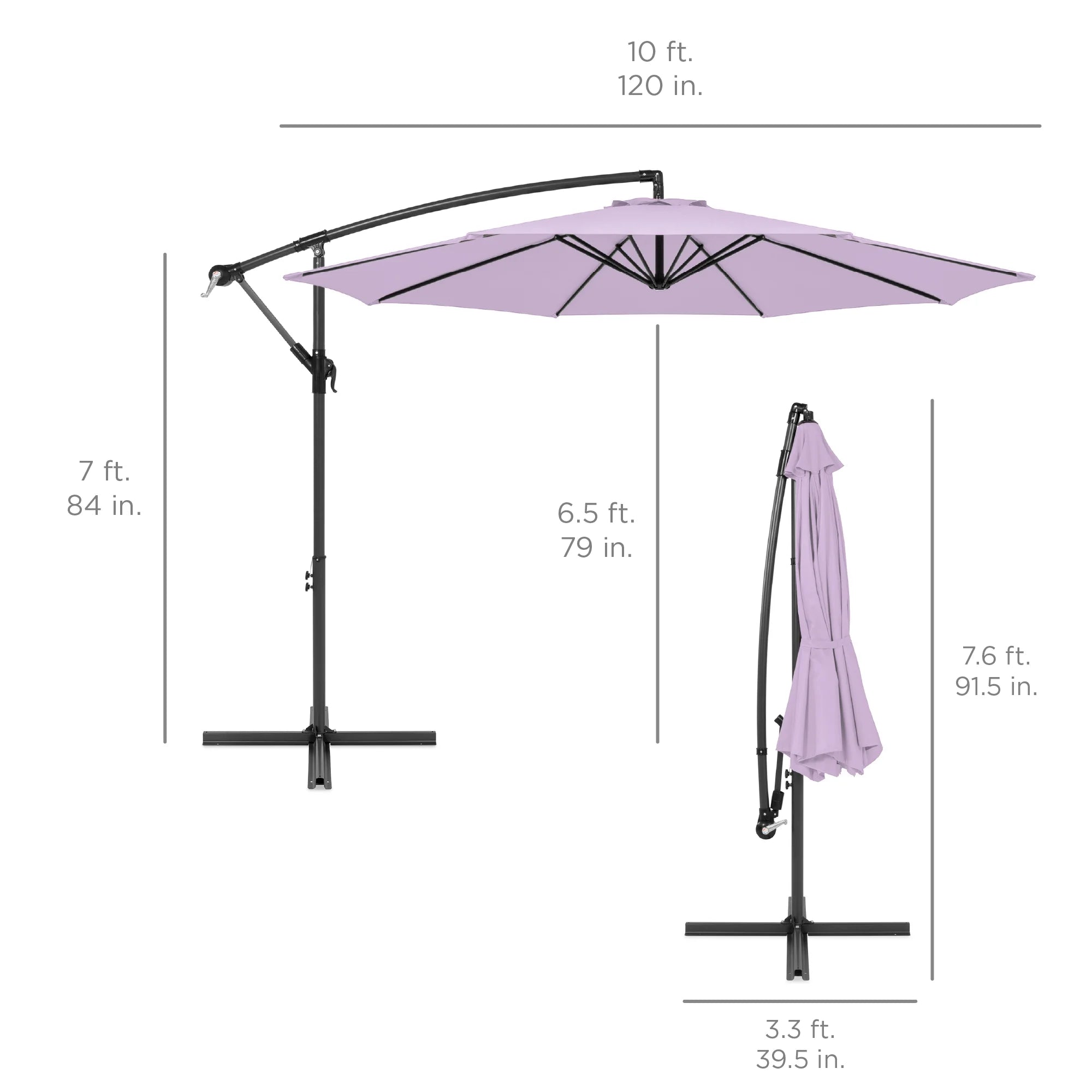 Best Choice Products 10ft Offset Hanging Outdoor Market Patio Umbrella w/ Easy Tilt Adjustment - Tan