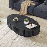 FFH 43.7 inch Oval Coffee Table for Living Room,Handcraft Rustic Corner Coffee Table Nature Wood Relief Sturdy Pedestal for Apartmen,Side Table Centre Table,Nature Wood