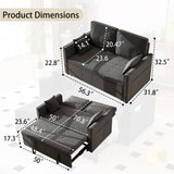 Convertible Sofa Bed,3-in-1 Sleeper Sofa with Pull Out Bed,Velvet Highly Elastic Sponge Futon Couch Loveseat with Adjustable Backrest and 2 Pillows for Living Room,Gray