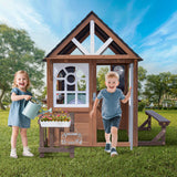 COCLUB Outdoor Playhouse, Wooden Playhouse for Kids Toddlers, Large Kids Playhouse with Bench/Fence/Kitchen/Door Nameplate/Pretend Phone, Girls Boys Outdoor Toy Gift for Ages 3+, (62.99"W* 67.32"L)