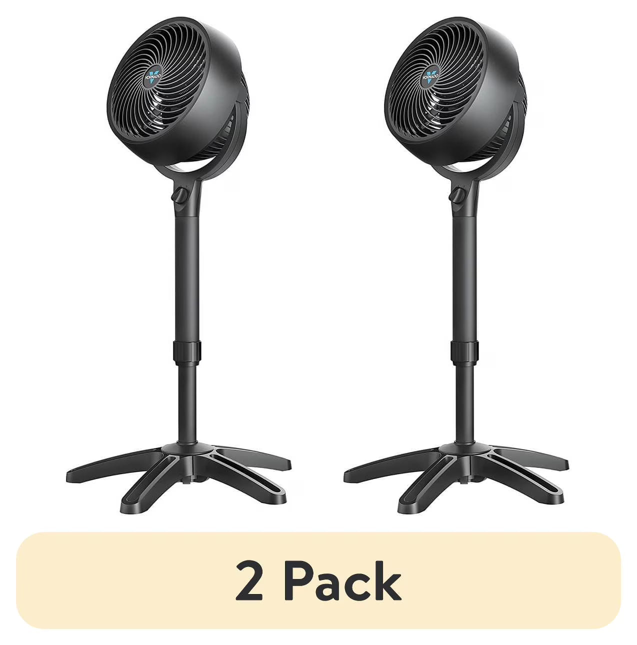 (2 pack) 683 Medium Pedestal Whole Room Air Circulator Fan, 3 Speed Control, Adjustable Standing Height, 32 to 38 Inches, Black
