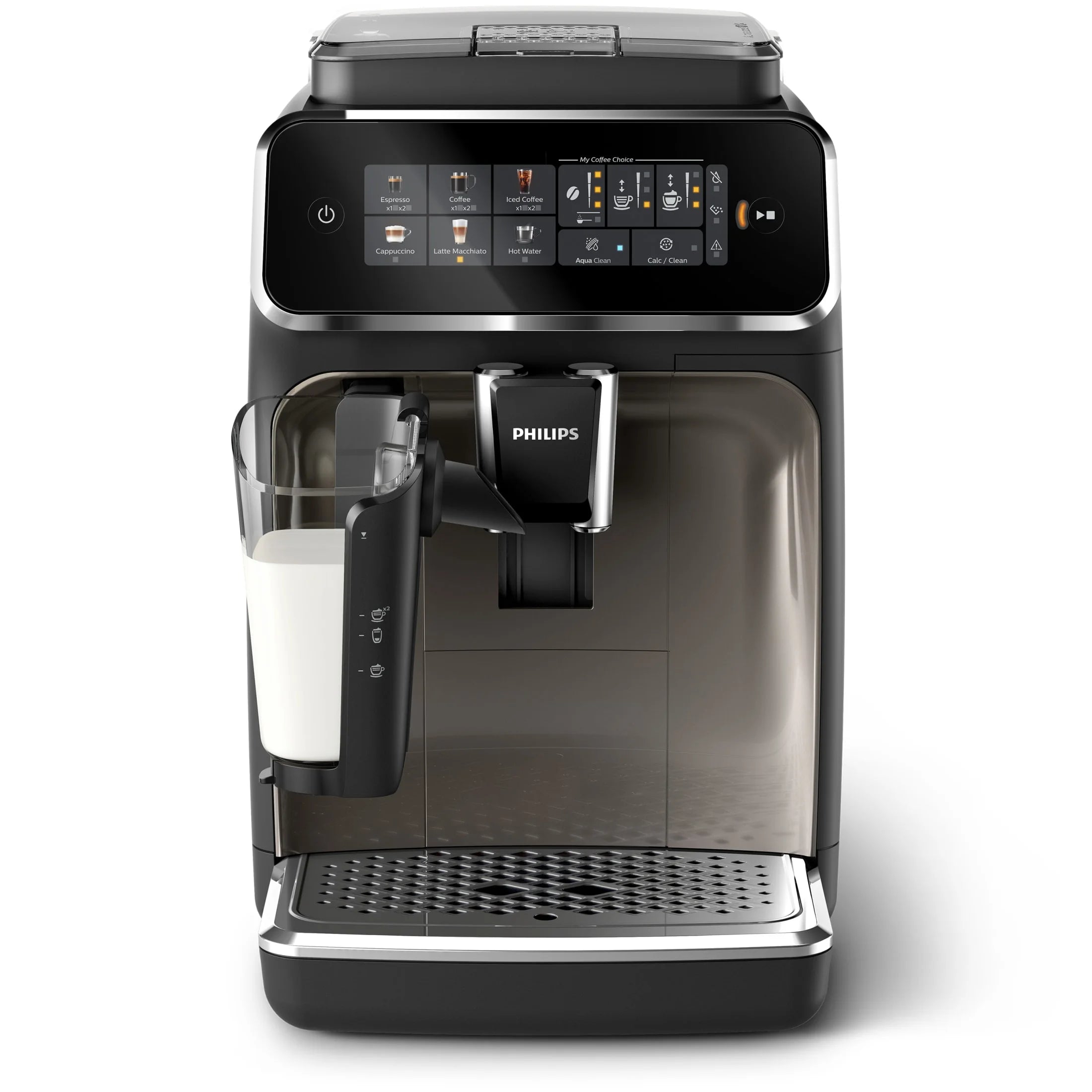 Philips 3300 Fully Automatic Espresso Machine with LatteGo Milk Frother, Black and Chrome
