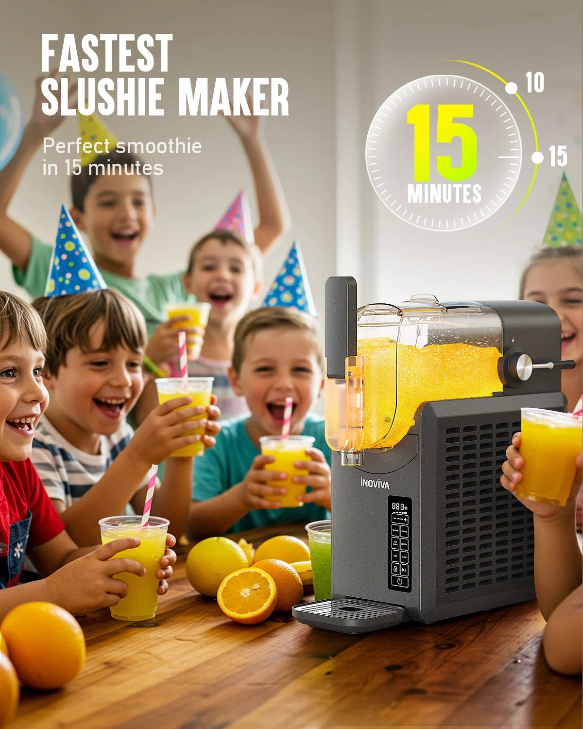 Slushie Machine, No Ice Needed, 88 oz INOVIVA Slushy Machine for Home with Self-Cleaning Function, Professional Frozen Drink Maker, 5 Preset Programs, Frozen Margaritas, Frappés, Milkshake, and More