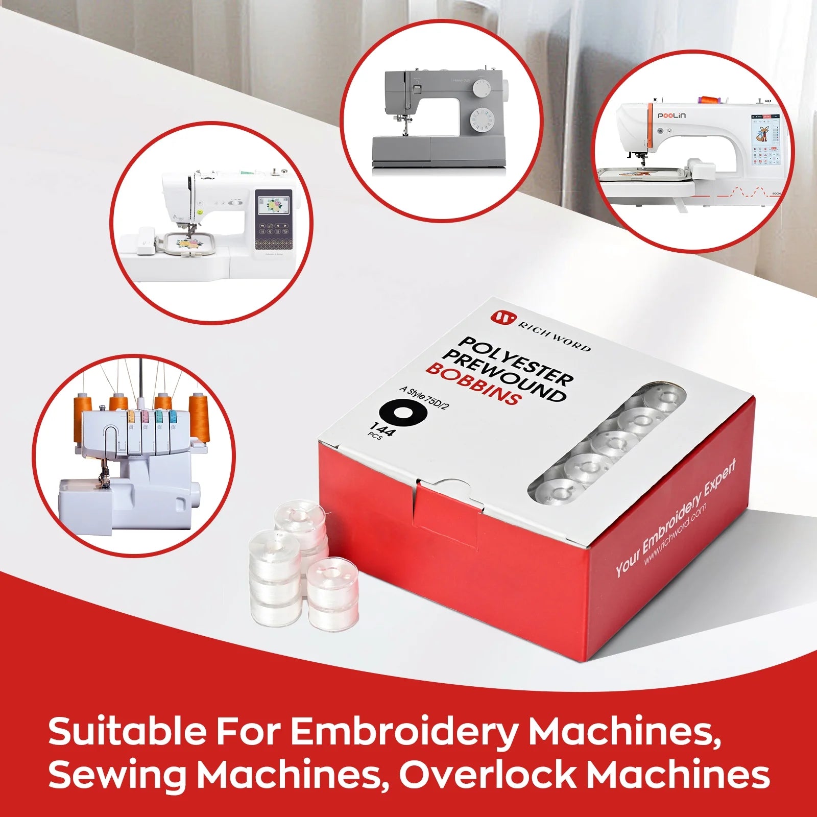 Poolin EOC05 Embroidery Machine 4x9.25" Area, 7" Touch Screen with kit