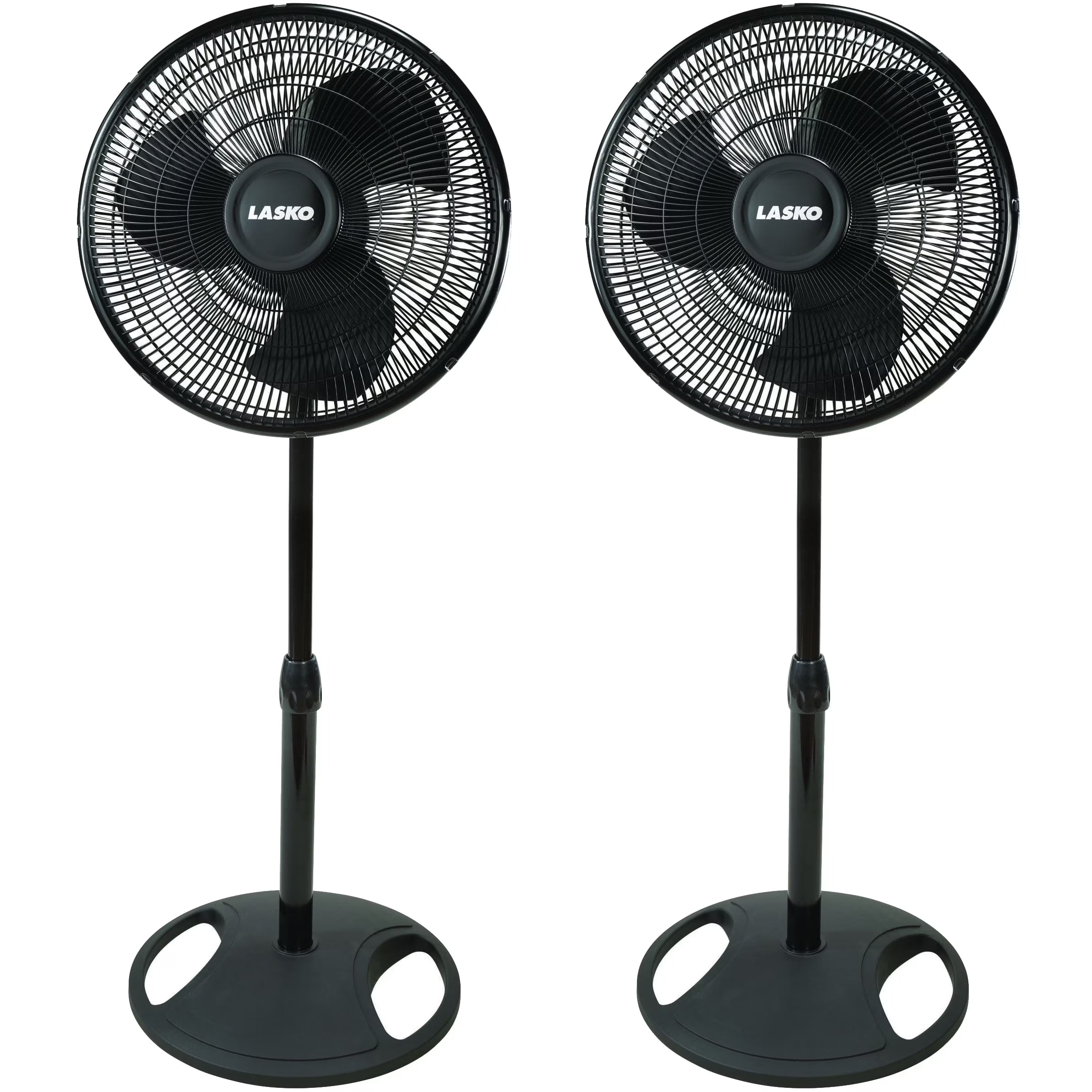 Lasko Products 16" Oscillating Stand Fan, Black  2521, 2 pack