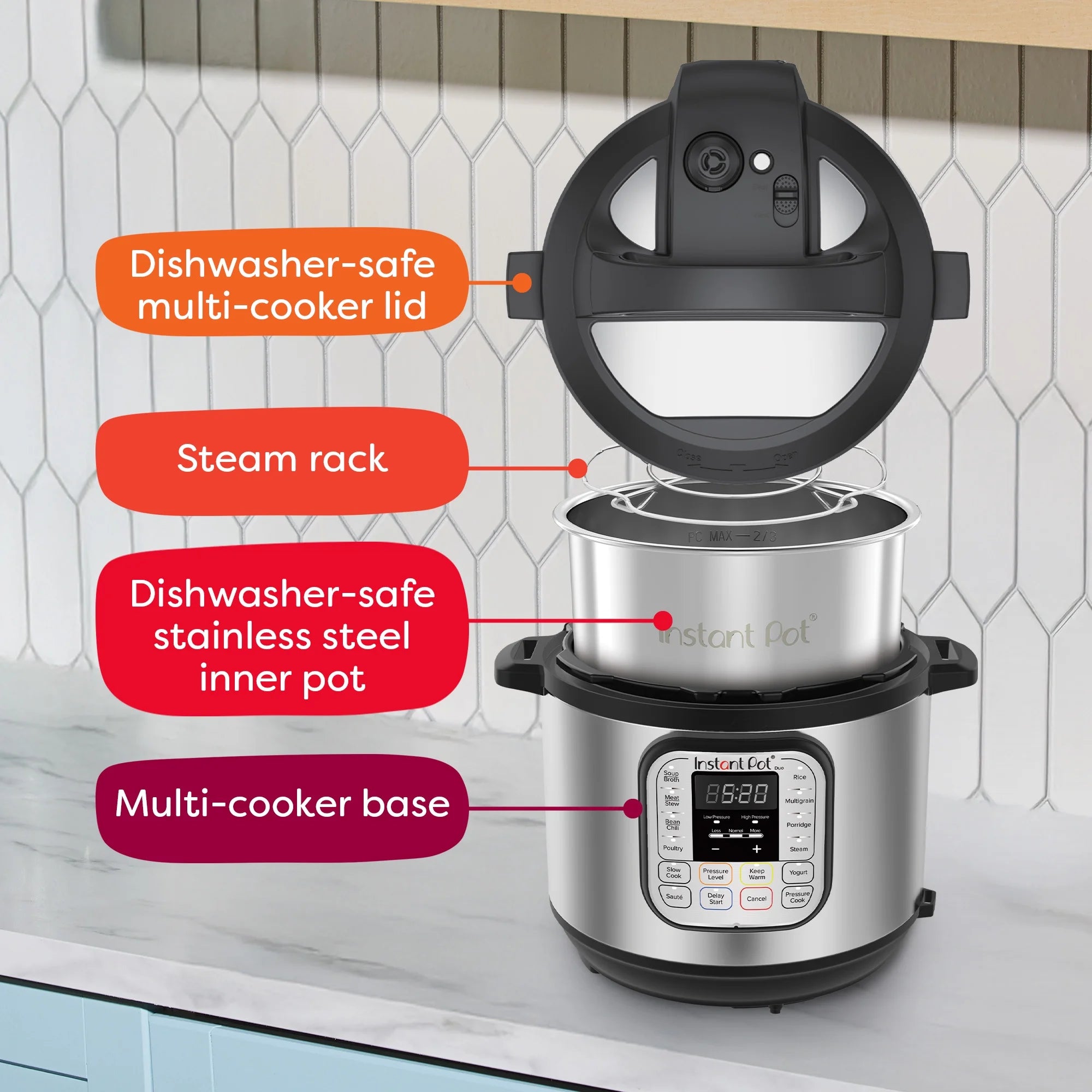 Instant Pot 6Qt DUO 7-in-1 Multi-Cooker, Pressure Cook, Slow Cook, & more, Stainless Steel