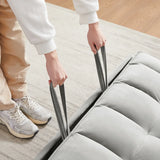 Convertible Sofa Bed,3-in-1 Sleeper Sofa with Pull Out Bed,Velvet Highly Elastic Sponge Futon Couch Loveseat with Adjustable Backrest and 2 Pillows for Living Room,Gray