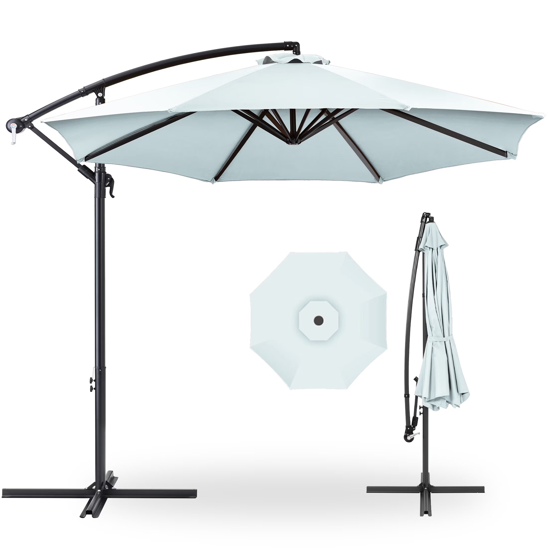 Best Choice Products 10ft Offset Hanging Outdoor Market Patio Umbrella w/ Easy Tilt Adjustment - Tan