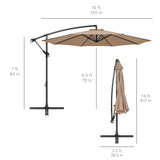 Best Choice Products 10ft Offset Hanging Outdoor Market Patio Umbrella w/ Easy Tilt Adjustment - Tan