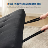 3 in 1 Convertible Sleeper Sofa Bed, Corduroy Futon Couches with Pull-Out Bed, Adjustable Backrest, Charging Port & Side Pockets, Modern Upholstered Sofa for Living Room, Guest Room