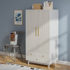 Armoire Wardrobe Closet, Closet Wardrobe Cabinet with Drawers and Hanging Rail for Bedroom, White