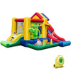 Colorful Rainbow Kids Inflatable Bounce Castle with 50 Ocean Balls & 735W Blower